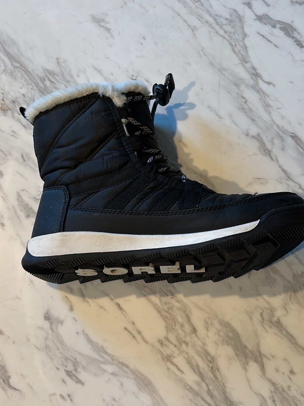 Sorel Kids Black Waterproof Faux-Fur Lined Winter Boot